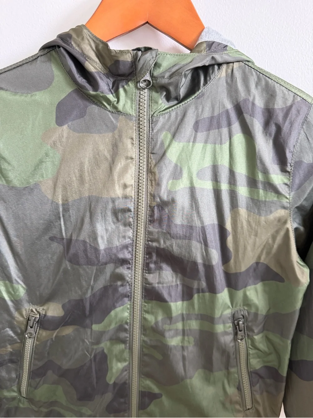 GAP Kids Camo Hooded Windbreaker Jacket - Green
